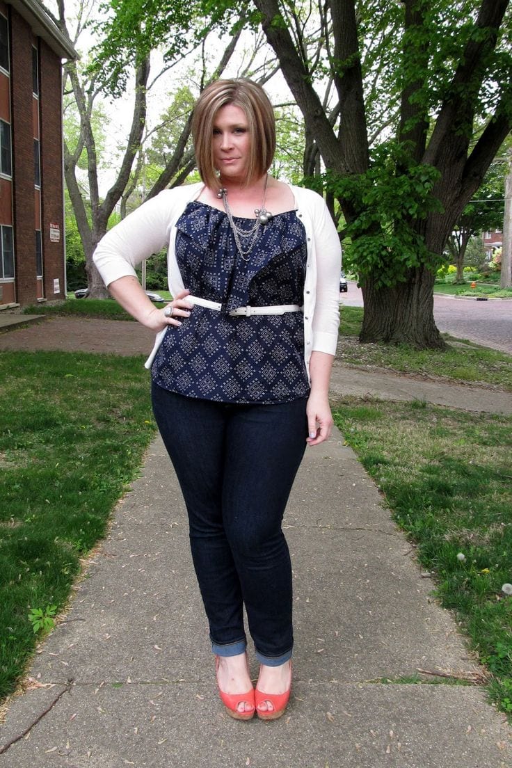 15 Cute Outfits with Skinny Jeans for Plus Size Ladies