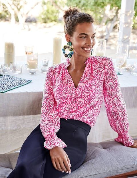 printed pink blouse