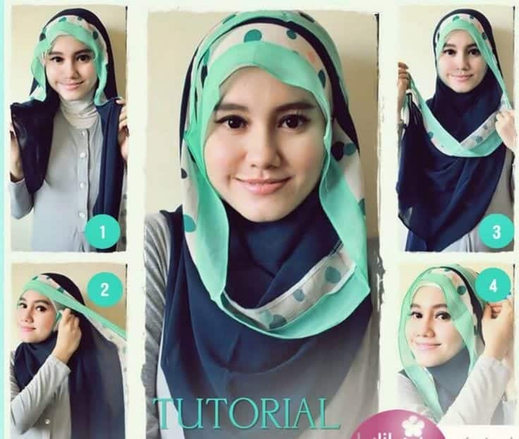 tutorial hijab sederhana untuk wajah bulat