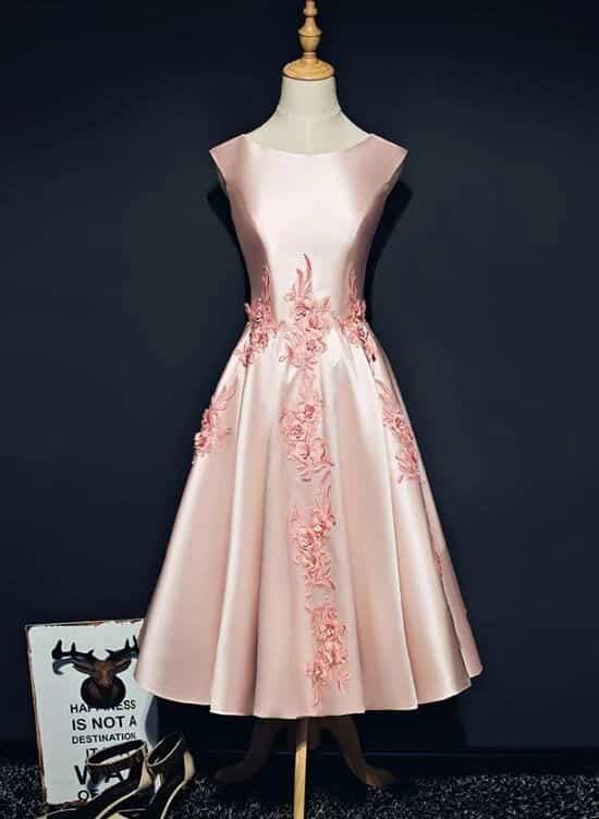 Pink Tea Length Dress