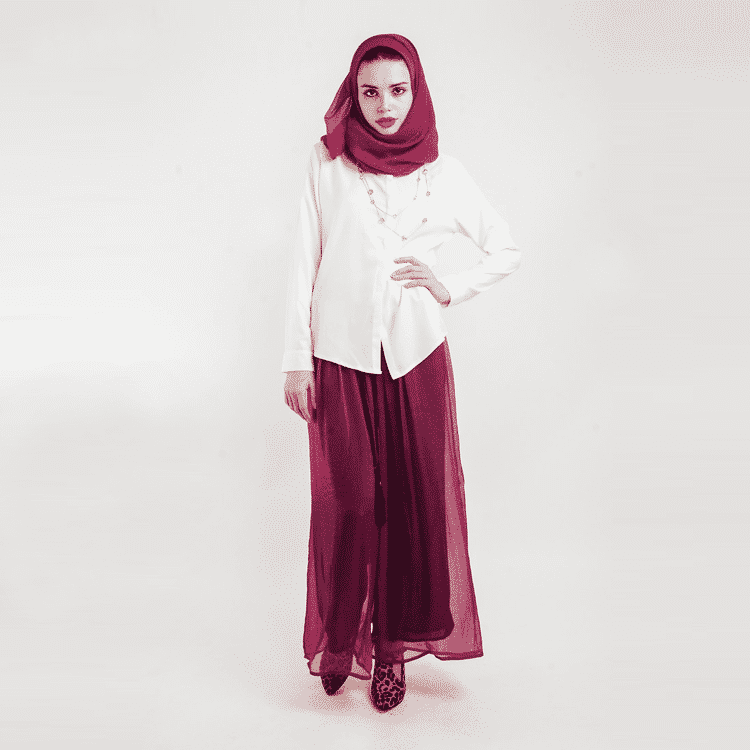 Bagaimana cara memakai hijab dengan celana palazzo?  (2)