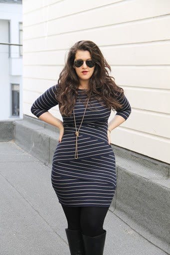 striped dress for pear shaped