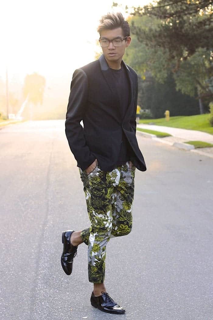 floral pant with black shirt