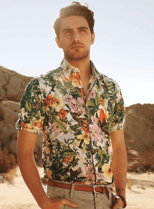 floral-printed shirt for men