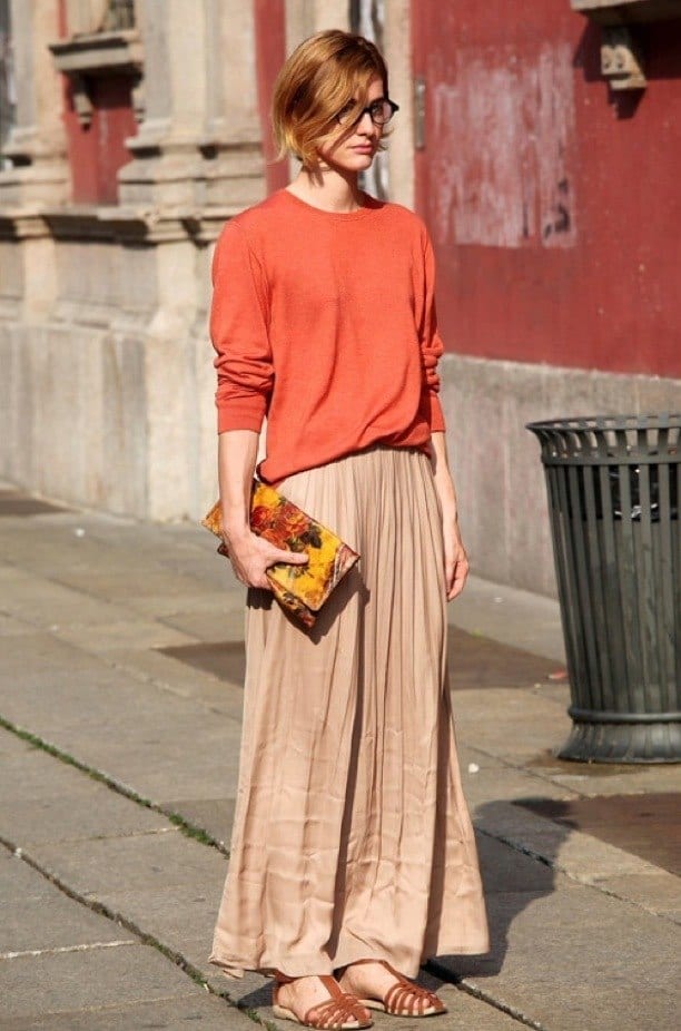 #6 - A Simplistic Nude Long Skirt Outfit