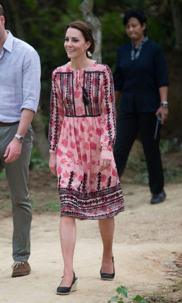 Cathrine Duchess of Cambridge in embrodered dress