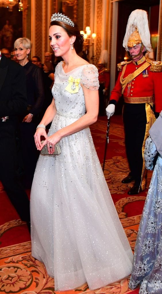 Kate Middleton wearing a tiara and evening gown