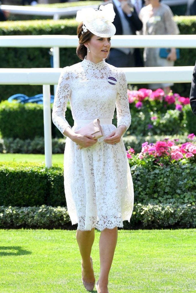Kate Middleton looking effortless in a lace dress