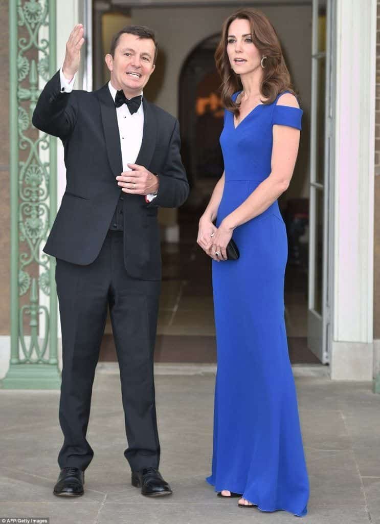 Kate Middleton wearing an elegant blue gown
