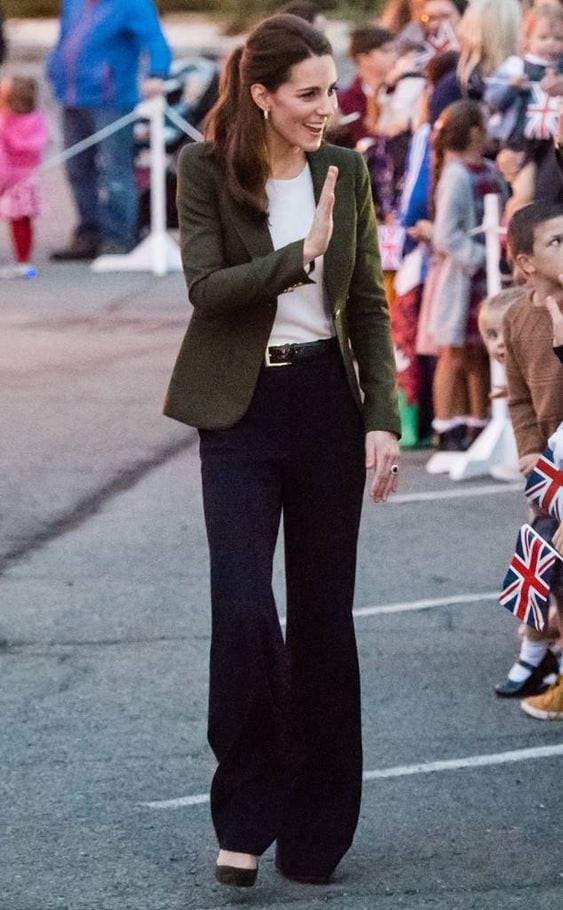 Duchess of Cambridge wearing Blazer and wide legged trousers