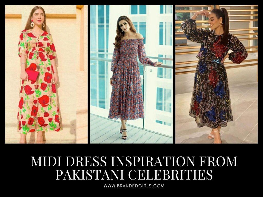15 Best Midi Dresses of Pakistani Celebrities Influencers