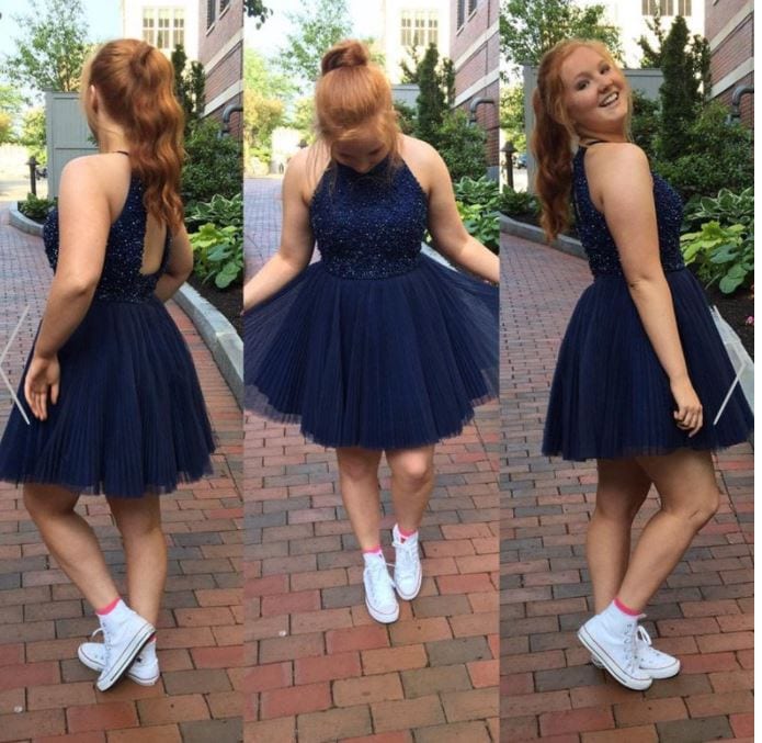Short prom dress with sneakers
